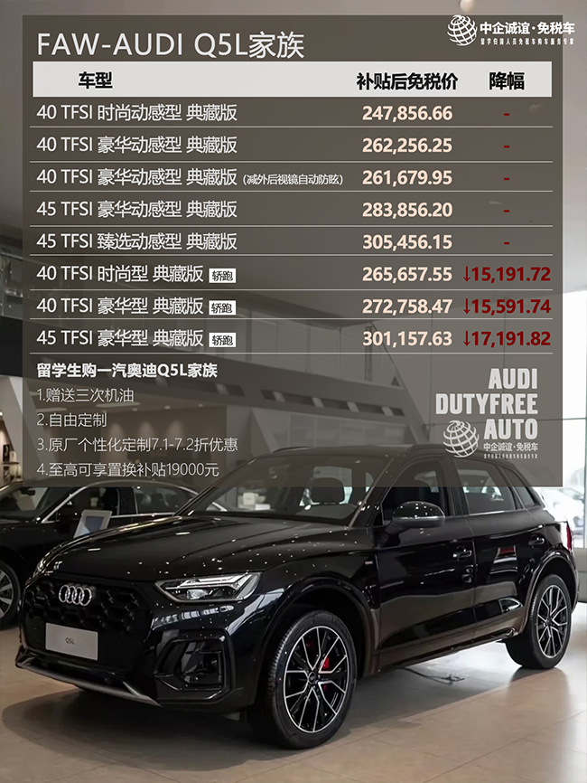 中企诚谊奥迪留学生免税车